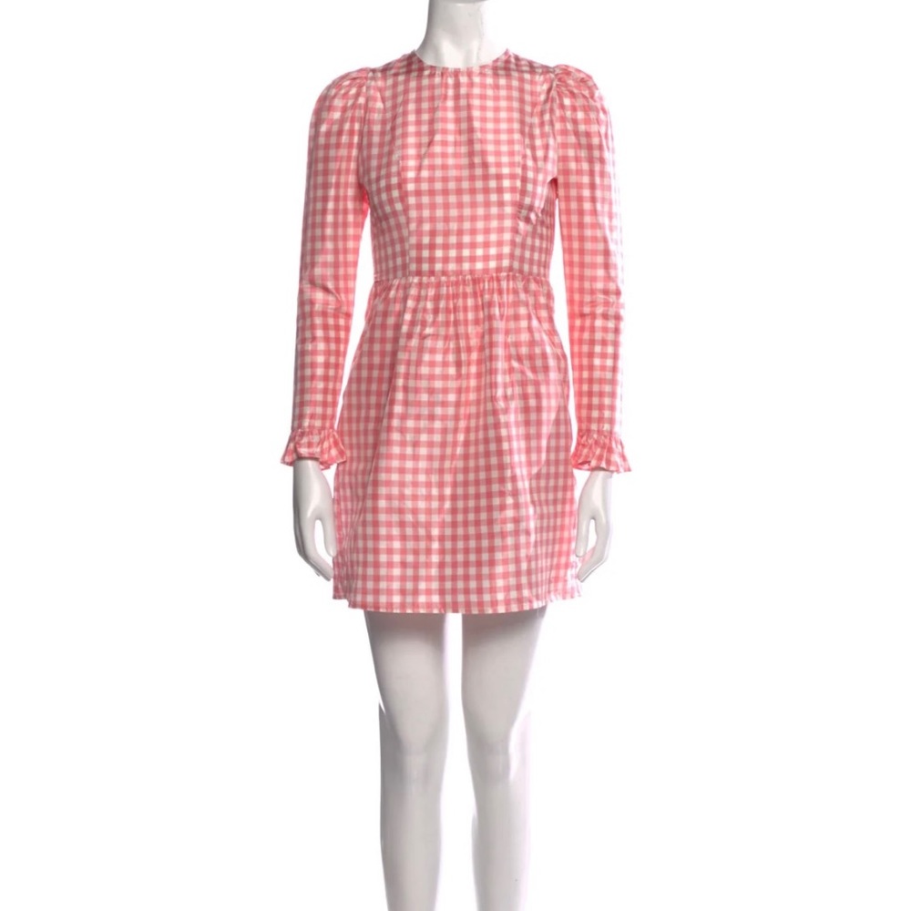 Batsheva Pink Gingham Print Dress